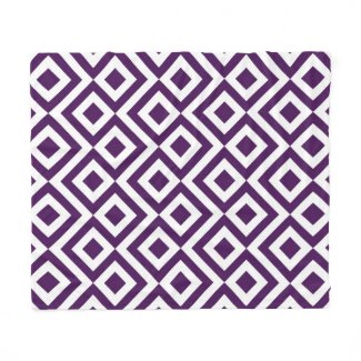 Purple and White Meander Fleece Blanket