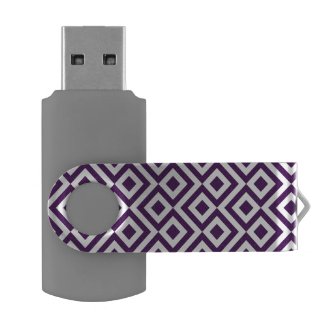 Purple and White Meander Swivel USB 3.0 Flash Drive