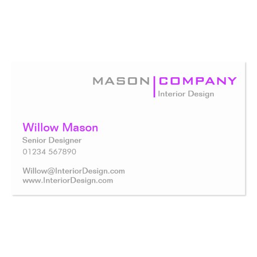 Purple and White Minimalistic Business Card (front side)