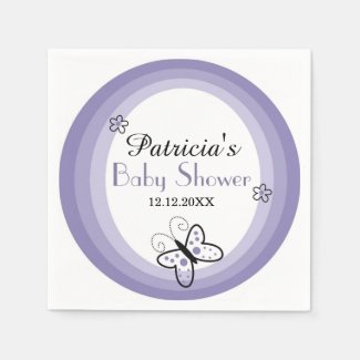 Purple And White Modern Butterfly Baby Shower