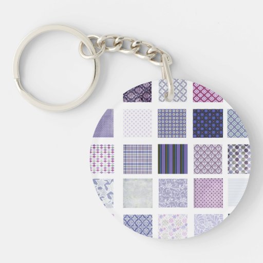 Purple and white mosaic acrylic keychain