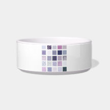 Purple and white mosaic cat bowls