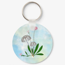 Purple and White Mushrooms with Daisies keychains