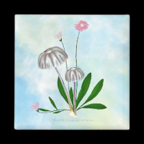 Purple and White Mushrooms with Daisies magnets