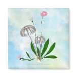 Purple and White Mushrooms with Daisies Magnet