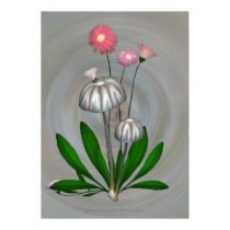 Purple and White Mushrooms with Daisies posters