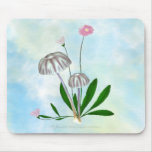 Purple and White Mushrooms with small Daisies Mouse Pads