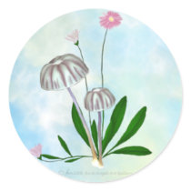 Purple and White Mushrooms with small Daisies. stickers