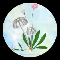 Purple and White Mushrooms with small Daisies. stickers