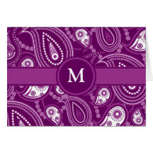 Purple and White Paisley Card