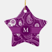 Purple and White Paisley Christmas Tree Ornament