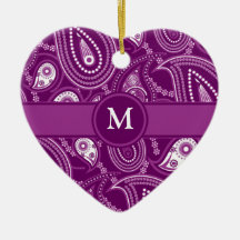Purple and White Paisley Christmas Tree Ornaments