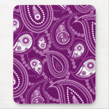 Purple and White Paisley Mouse Pads
