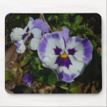 Purple and White Pansies Mousepad