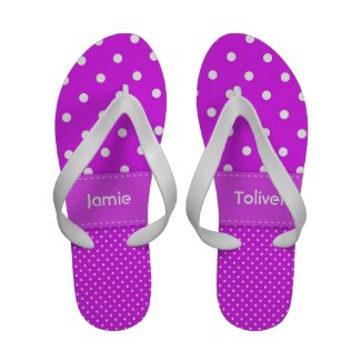 Purple and White Polka Dot Flip Flops