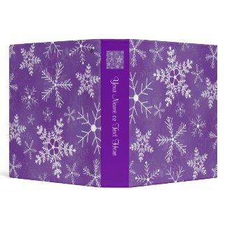 Purple and White Snowflake Pattern Binder