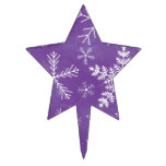 Purple and White Snowflake Pattern Star Cake Topper