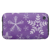 Purple and White Snowflake Pattern iPhone 3 Tough Covers