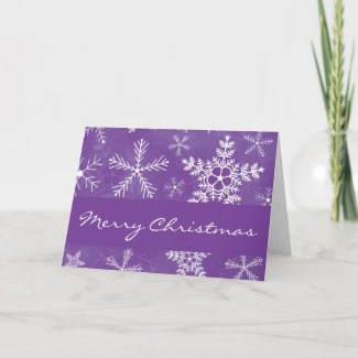 Purple and White Snowflake Pattern Christmas Xmas Cards