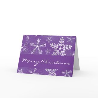 Purple and White Snowflake Pattern Christmas Xmas Cards