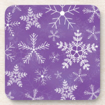 Purple and White Snowflake Pattern Coasters