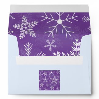 Purple and White Snowflake Pattern Envelope