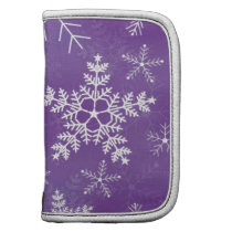 Purple and White Snowflake Pattern Folio Planners