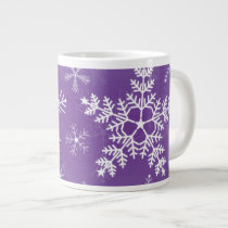 Purple and White Snowflake Pattern Jumbo Mug
