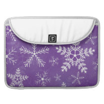 Purple and White Snowflake Pattern Sleeves For MacBook Pro