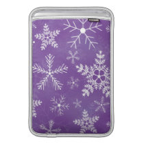 Purple and White Snowflake Pattern MacBook Sleeves