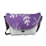 Purple and White Snowflake Pattern Messenger Bag