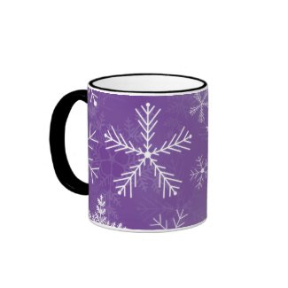 Purple and White Snowflake Pattern Mugs