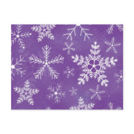 Purple and White Snowflake Pattern Post Card