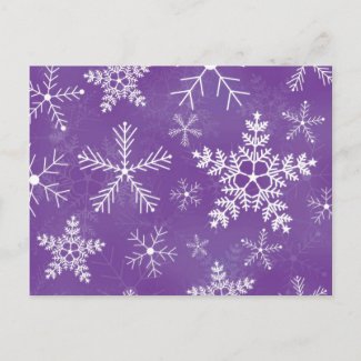 Purple and White Snowflake Pattern Post Card