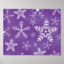 Purple and White Snowflake Pattern Poster