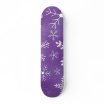 Purple and White Snowflake Pattern Skate Deck