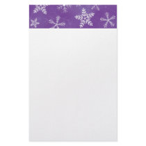 Purple and White Snowflake Pattern Custom Stationery