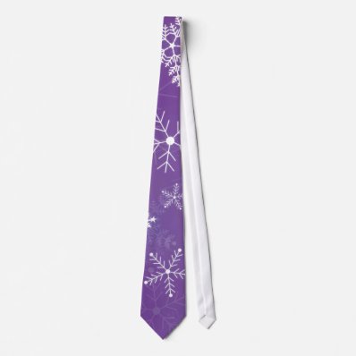 Purple and White Snowflake Pattern Custom Ties