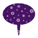 Purple and white snowflakes pattern oval cake pick