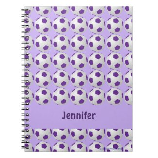 Purple and White Soccer Ball Personalized Notebook