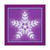 Purple and White Star Snowflake Stretched Canvas Print