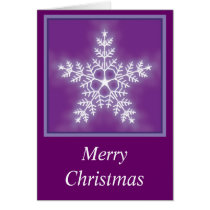Purple and White Star Snowflake Christmas Greeting Cards
