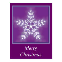 Purple and White Star Snowflake Christmas Postcard