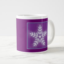 Purple and White Star Snowflake Extra Large Mug