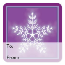 Purple and White Star Snowflake Gift Tags Stickers