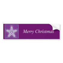 Purple and White Star Snowflake Merry Christmas Bumper Sticker