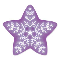 Purple and White Star Snowflake Star Sticker