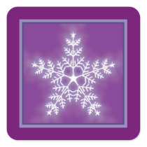 Purple and White Star Snowflake Sticker