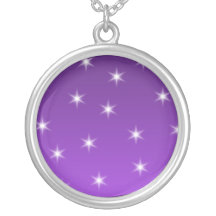 Purple and White Stars, Pattern. Necklace