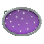 Purple and White Stars, Pattern. Oval Belt Buckle